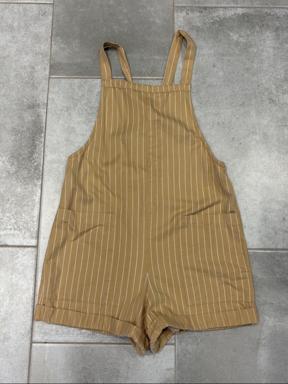 O'Neill Tan Pinstriped Short Overalls